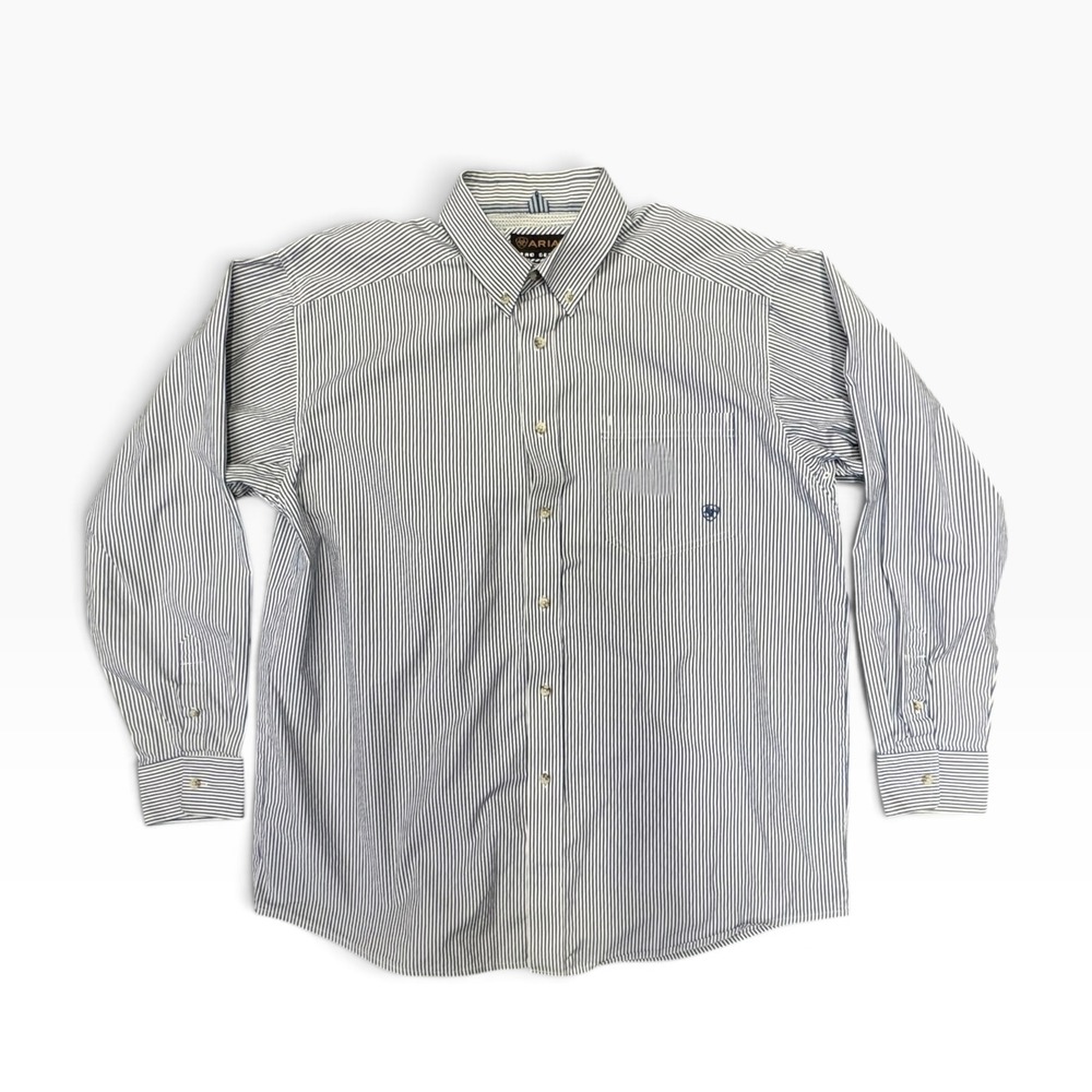 Ariat Mens Pro Series Western Shirt White Striped Long Sleeve Button Down XL